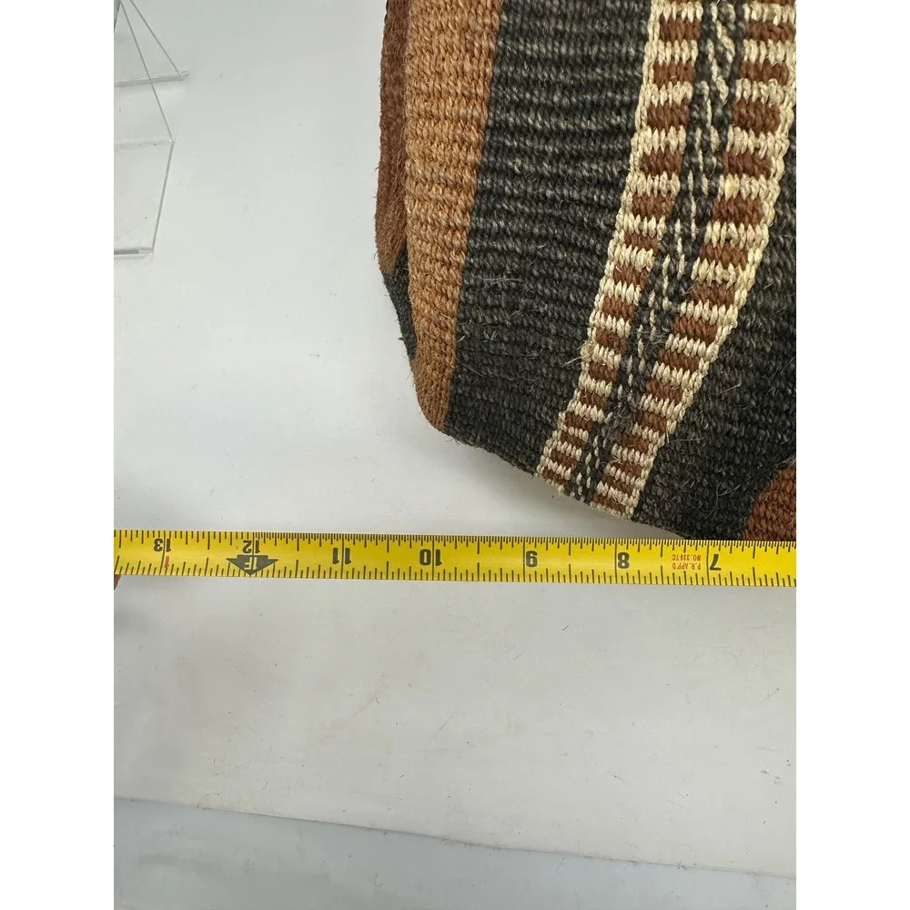 Unbranded Medium Brown Stripes Sisal Jute Basket Bag